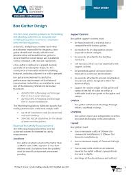 Must have 2 sump outlets, are prone to blockages that usually results in water leaking into the house. Vba Box Gutter Design Plumbing Regulatory Compliance