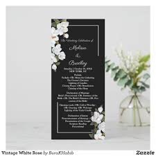 Vintage White Rose Program Zazzle Com White Roses Wedding Program Design White Vintage