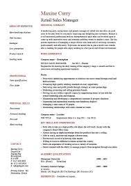 Retail Sales Manager Resume Example Job Description Sample Template Marketing Business