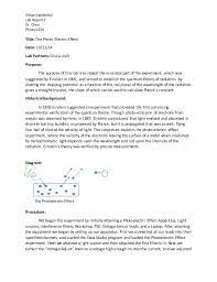 This means there are potentially thousands of … The Photoelectric Effect Lab Report