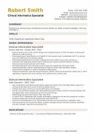 (write your name and address) edwin … Clinical Informatics Specialist Resume Samples Qwikresume