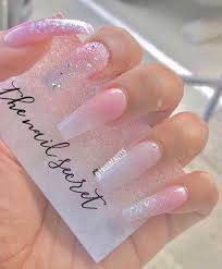 31 Clear Pink Acrylic Nails With Rhinestone Details Pink Glitter Nails Cute Acrylic Nails Coffin Nails Designs Another elegant way to wear ombre is by using two pink shades in different hues.