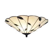 Choose from countless styles and designs from modern to industrial, crystal to natural materials. Three Light Flush Mount Lamp With Leaf Theme 16 Inch Wide Tiffany Style White Glass Lampshape Up Lighting Takeluckhome Com