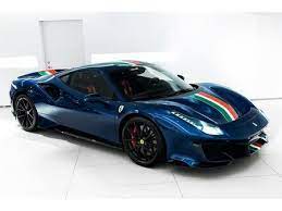 The optional racing stripes that run the length of the car from the hood to the rear deck let everyone know this isn't a regular 488. Ferrari 488 Pista Blue Used Search For Your Used Car On The Parking