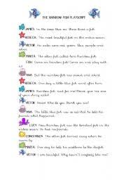 Illustrations by marcus pfister from the rainbow fish. The Rainbow Fish Playscript Esl Worksheet By A L I C E