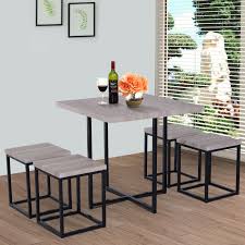 Compact 5pc Kitchen Dining Set Wood Bar Table Chair Home Space Saving Furniture In 2020 Space Saving Dining Room Wood Bar Table Dining Table Chairs