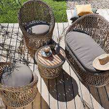 Salon de jardin tressé en rotin blanc chaise en bois naturel, la redoute. Salons De Jardin En Resine Mobilier Outdoor Resistant Cote Maison