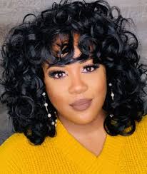 Kinylakor Curly Wigs for Black Women Short Curly Afro Hair Wigs for Black  Women with Bangs Synthetic Natural Cute Bob Wigs for African American Women  K032BK : Amazon.sg: Beauty