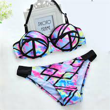 Can you tie dye swimsuits? Sexy Floral Print Halter Straps Tie Dye Bikini Set With Padded Push Up Ihomegifts