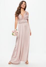 Missguided Bridesmaid Pink Satin Multiway Maxi Dress