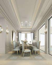 You could choose to give your living and dining areas a french look, with wooden rafters, light hued decor, a long wooden family table and matching chairs arranged in a row. Ions Design Best Interior Design Company In Dubai Dining Room Design Collection Ions Design Archello