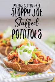 Sloppy Joe Stuffed Baked Potatoes Paleo Whole 30 Gluten Free Recipe Stuffed Baked Potatoes Gluten Free Sloppy Joes Paleo Potato