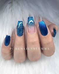 Black And Blue Ombre Nails Coffin 31 Trendy Summer Long Ombre Coffin Nails Ideas Trendy Nails Glitter Nail Art Blue Nails
