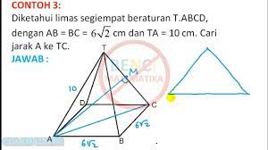 Tinggi limas segi 4 beraturan t.abcd. Jarak Titik A Ke Tc Pada Limas T Abcd Contoh 3 Youtube