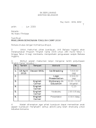 Kerjasama dari pihak tuan amatlah dihargai. English In Camp 2016 Letter
