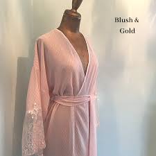 Only 3 available and it's in 1 person's cart. Blush Gold Robe Bride Robe Lingerie Kimono Bridal Dressing Gown Silk Garters