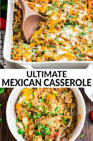 Mar 23, 2016 · ingredients 1 bag (10 oz) frozen whole grain brown rice 1 bag (12 oz) frozen whole kernel sweet corn 1 can (14 oz) black beans, drained, rinsed 2 cups cubed cooked chicken breast 2 cans (10 oz each) old el paso™ enchilada sauce 1 cup chopped red bell pepper 1/4 cup chopped green onions (4 medium). Mexican Casserole The Best Healthy Mexican Casserole Well Plated