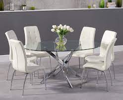 Available in a range of sizes, our kitchen and dining room tables can seat as few or as many as you like—from the cozy table tucked in the corner of your kitchen to the extension table with leaf that easily seats up to ten guests. Denver 165cm Oval Glass Dining Table With Calgary Chairs