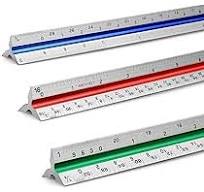 3 Pack 12" Solid Aluminum Triangular Scale Rulers - Architect & Engineer  Scales With Grooves, Drafting Ruler Set
