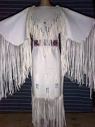 White Deer Hide Pow Wow Or Wedding Dress With Loom Beadwork Belt Glass Beads And Tin Cone Native American Dress Native American Fashion American Wedding Dress
