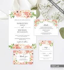 Peach And Cream Wedding Invitation Template Printable Wedding Invitation Floral W Peach Wedding Invitations Cream Wedding Invitations Fun Wedding Invitations