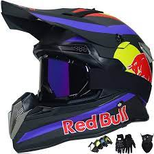 Amazon.com: Juego de casco de motocross para adultos, motocicleta  todoterreno, casco de moto para niños, casco de MTB de cara completa,  equipo de protección para niños y niñas regalo Red Bull -
