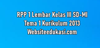 Rpp 1 Lembar Kelas 3 Tema 1 K13 Revisi 2020 Websiteedukasi Com