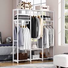 Of shelf space and 9 ft. 35 Mo Finance Tribesigns Freestanding Closet Organizer White 3 Rod Abunda