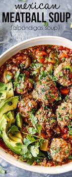 Albondigas Soup Mexican Meatball Soup Is One Of My Favorite Soups It S Loaded With Juicy Herb An Albondigas Soup Mexican Meatball Soup Mexican Food Recipes