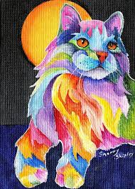 Tutti Fruiti Kitty Art Print By Sherry Shipley Persian Cat Art Cat Painting Art