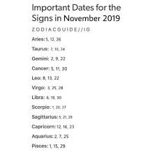 Important Dates For The Signs In November What Are Your Thoughts Horoscope Horoscopes Ho Horoscope Signs Dates Astrology Signs Dates Zodiac Signs Dates