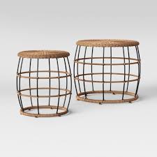 Black medium rectangle wood coffee table set with nesting tables gold, silver and dark bronze finish metal coffee tables (set of 3) (25.5 in. 2pc Southport Nesting Patio Coffee End Table Black Brown Opalhouse Target