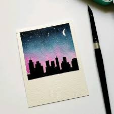 City Night Sky Site Today In 2021 Mini Canvas Art Painting Art Projects Small Canvas Art
