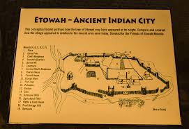 This historical site has three mounds that you can climb, a museum with lots of artifacts and many other examples of life in. Etowah Indian Mounds Interpretative Map Photograph By Millard H Sharp