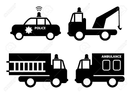 Ambulance Police Car Fire Truck And Tow Truck Silhouettes Fire Trucks Police Cars Tow Truck