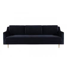 Black And Gold Velvet Couch Black Velvet Mid Century Glam Sofa Gold Legs Glam Sofas Black Velvet Sofa Black Sofa