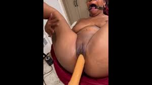 Ebony destroyed by fucking machine on kitchen counter