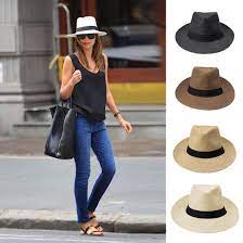 Fashion Men Women Panama Sun Straw Hat Contrast Ribbon Pinched Crown Rolled Trim Beach Cap Outfits With Hats Hat Fashion Summer Hats For Women