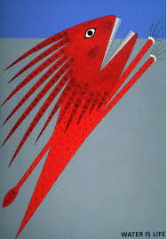 Water Is Life Fish Kazumasa Nagai Illustration Animal Illustration Graphic Poster