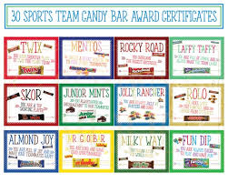 30 Sports Team Candy Bar Award Certificates Sports Players Etsy