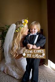 Including Your Children In The Wedding Ring Bearer Sign Mother And Son Wedding Photo Boho Bride Bride And Son Wedding Photos Wedding