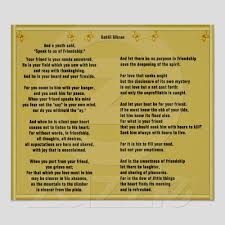Friendship By Kahlil Gibran Poster Zazzle Co Uk Kahlil Gibran I Love My Friends Love And Forgiveness