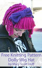 Free Wig Hat Knitting Pattern For Dolly Wig Hat Knitting Patterns Free Hats Free Knitting Knitted Hats