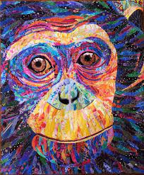 Framed Chimp Quilt Art Quilted Wall Art Zoo Art Animal Etsy Art Quilts Animal Quilts Zoo Art