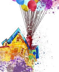 Up Movie Pixar Up Disney Watercolor Art Disney Pixar Up Flying House Nursery Watercolor Art Wall Art Print Kids Wal Watercolor Disney Disney Art Up Pixar