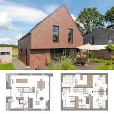 Modernes Haus Design Mit Klinker Satteldach Ohne Dachuberstand Bauen Einfamilienhaus Ideen Modern Architektur Haus Design Haus Design Haus Grundriss