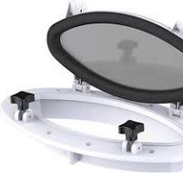 SEAFLO 16.1" x 8.6" Elliptical Oval Porthole Portlight Window - ABS Plastic  & Tempered Glass, White, for Boat, Yacht, and Marine Applications