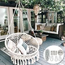Kadell Macrame Hammock Chair Seat With Install Tool Walmart Com In 2020 Swing Chair Outdoor Hanging Hammock Chair Outdoor Patio Decor