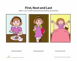 First Next Last 5 Worksheet Education Com Preschool Social Skills Preschool Reading Preschool Social Studies