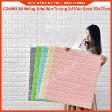 Combo 20 tấm xốp dán tường 3d giả gạch loại 1 khổ lớn 70x77cm có sẵn